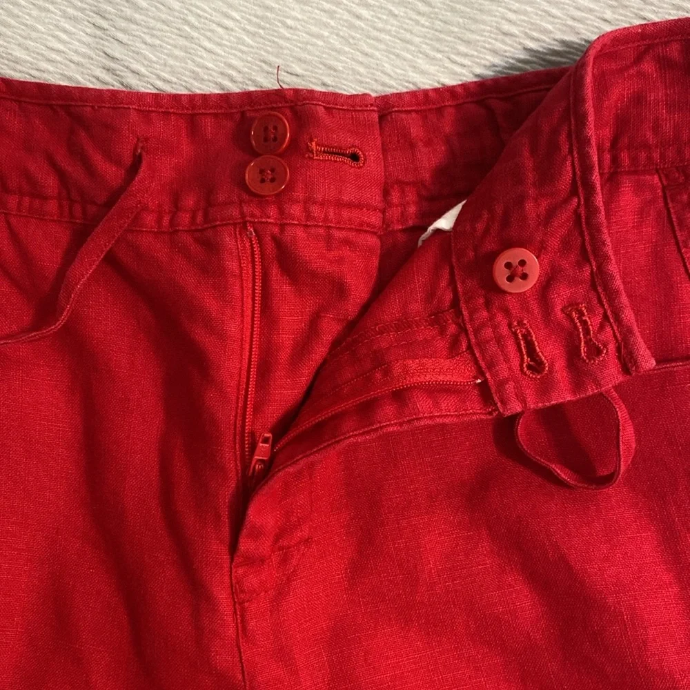 Lauren Ralph Lauren Shorts Women's 8 Red 100% Linen Drawstring‎ Casual Coastal